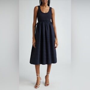 Cinq A Sept Akira Dress Pleated Skirt Navy Blue